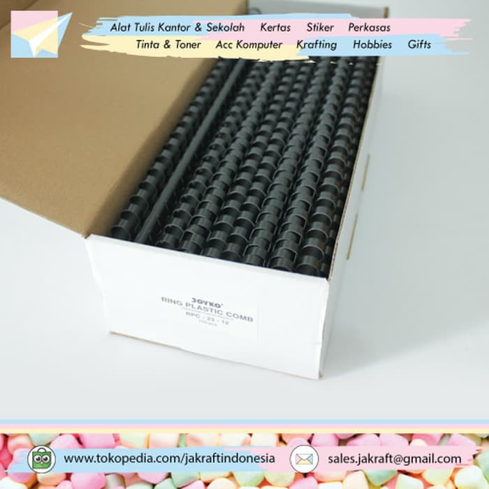

Spiral Plastik Jilid 12 mm 23 Lubang F4 isi 100 Hitam 1/2 inch JOYKO