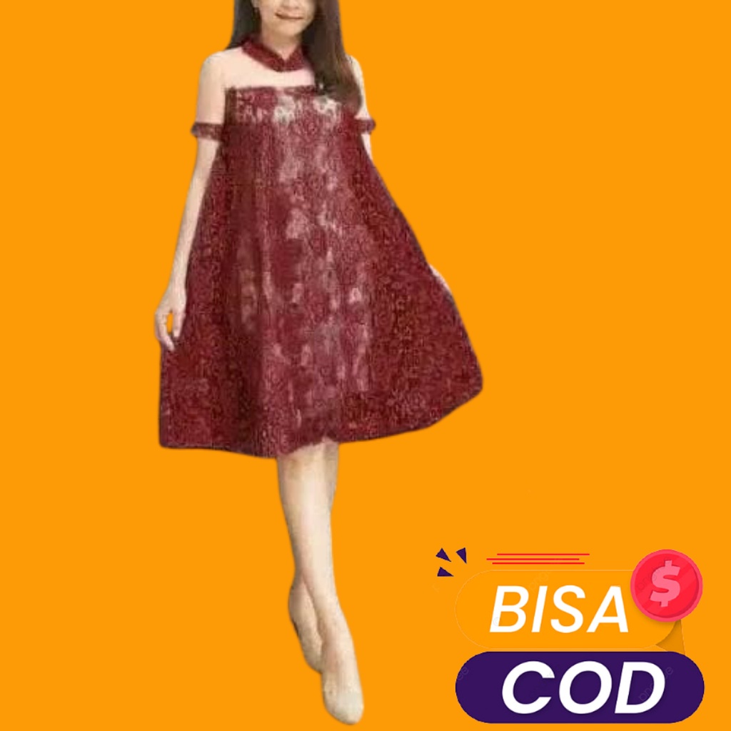 Dress brukat pesta dress natal BAJU NATAL BAJU KE GEREJA WHITE DRESS QQ Dress bangkok DRESS PUTIH na