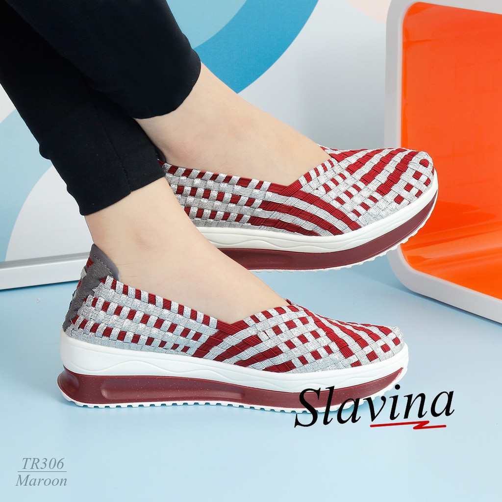 Sepatu Wedges Slavina Serlly Rajut #306 / Wedges Sepatu Rajut Wanita