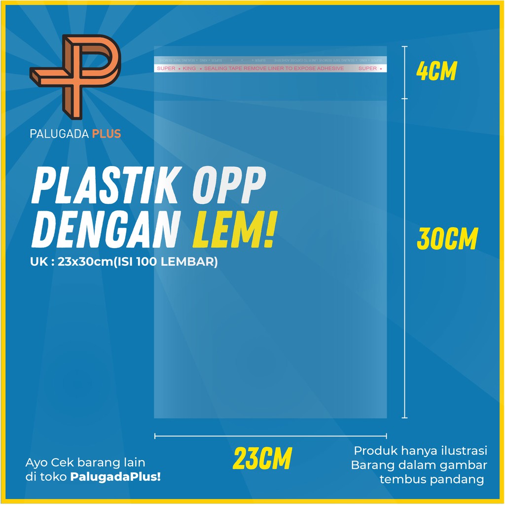 

PLASTIK OPP LEM UK 23x30cm +4cm (LEM) 1pack isi 100