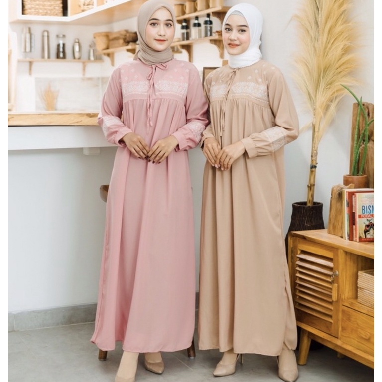 YOLANDA DRESS gamis wolfis crinkle rayon uragiri baju lebaran