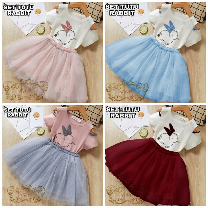 3 UKURAN S M L SET TUTU RABBIT KID PAKAIAN ANAK PEREMPUAN SETELAN ROK FEHM