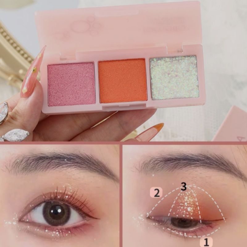 Lameila Eyeshadow Waterproof 3 Colors Soft And Cuddly Palette Eyeshadow Make Up Mata Tahan Lama Original 6g