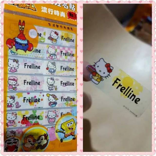 

label transparant motif hello kitty size L dan M