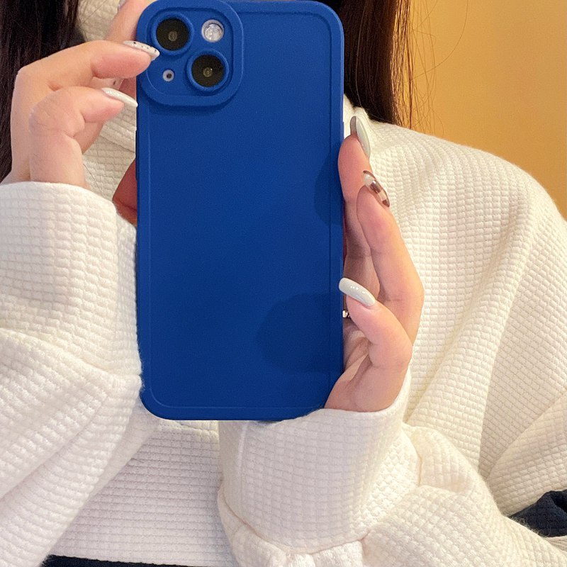 Korean Style！Pure Blue Color Soft Silicon Case OPPO F11 A52 A92 A9 A5 A31 2020 Reno 5 6 Simple Casing VIVO V15 V20 Pro S1 Y12S Y20 Y20i Y20S Y20A Y12i Y11 Y12 Y15 Y17 Y19 Y50 Y30 Y30i Xiaomi Redmi Note 7 8 Pro Camera Protector