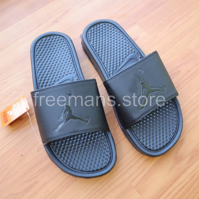 SANDAL NIKE BENNASSI WHITE SLIDE SPORT FLIP FLOP PRIA WANITA IMPORT PREMIUM HITAM POLOS JORDAN