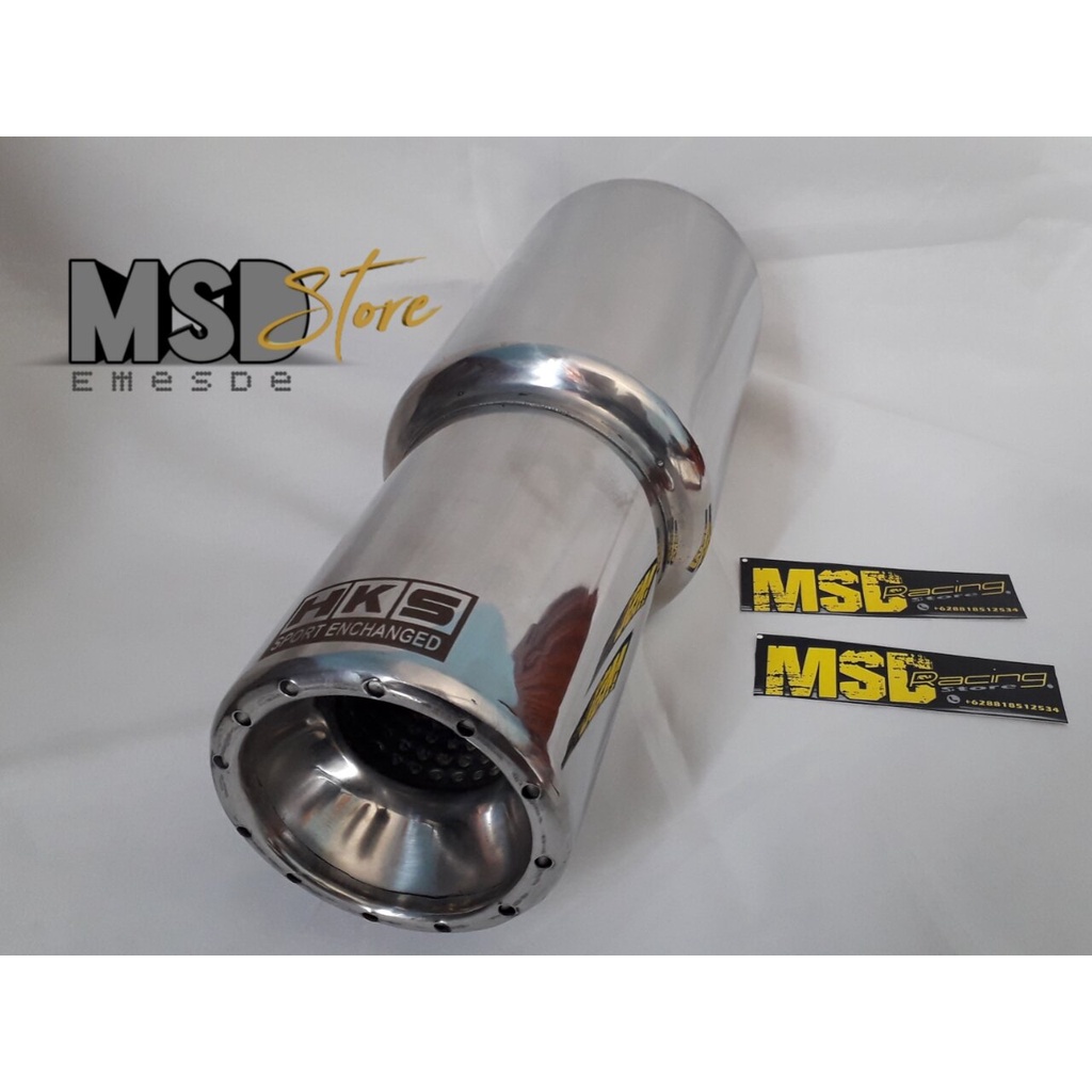 Knalpot mobil hks bulat full stainless suara ngebass cocok untuk mobil sedan sigra vios kijang dll