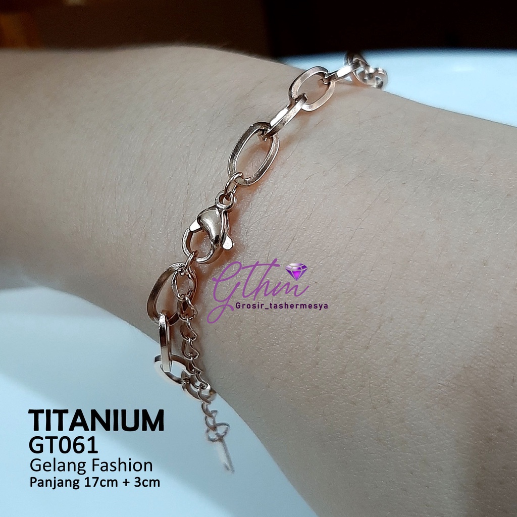 Gelang Wanita Titanium Rante Paperclip Perhiasan Import Premium Stainless Steel GT061 gthm