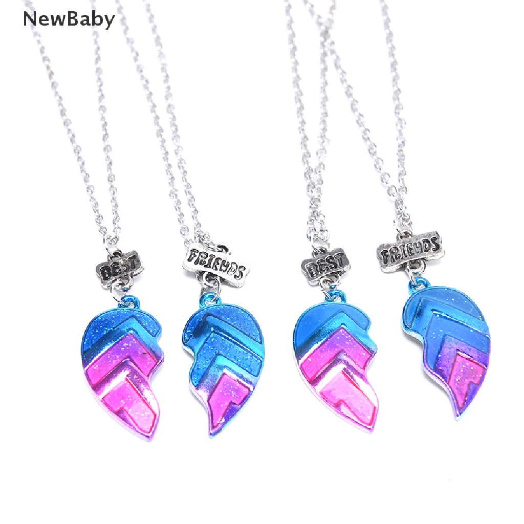 Newbaby 2pcs Kalung Rantai Liontin Hati Motif Huruf Best Friend Untuk Pasanganpriawanita