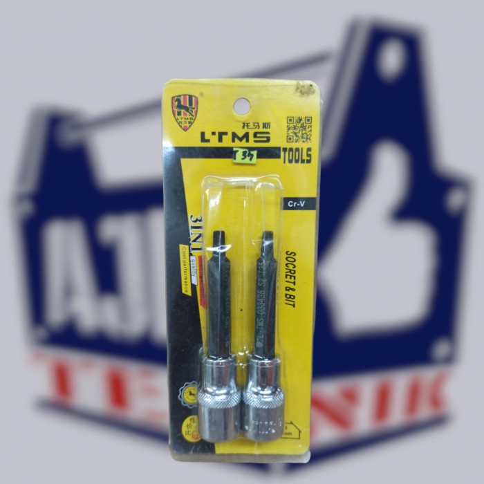 Kunci sock l bintang T35 star bit 1/2 inch LTMS hitam impact murah