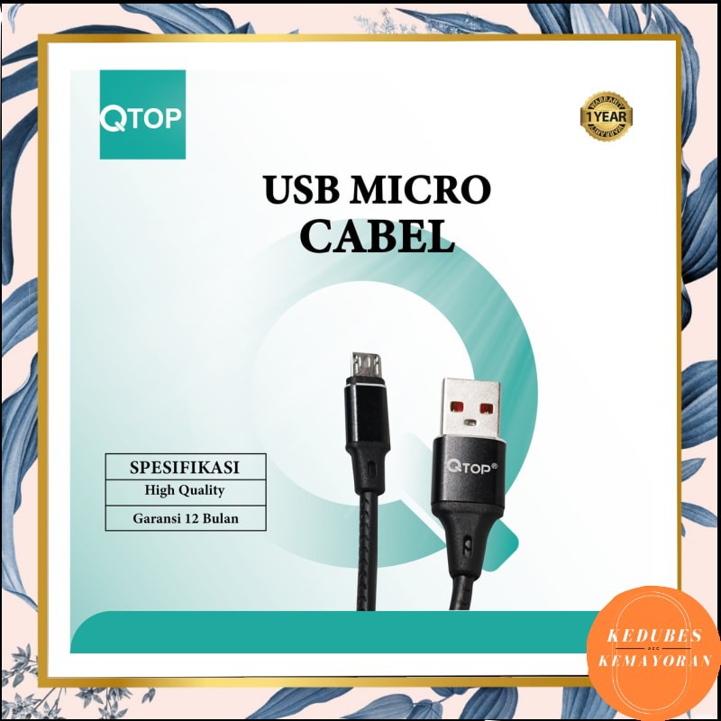 Kabel Data Qtop Micro USB 2.0 2A Fast Charging Data Cable 1 Meter [kk]