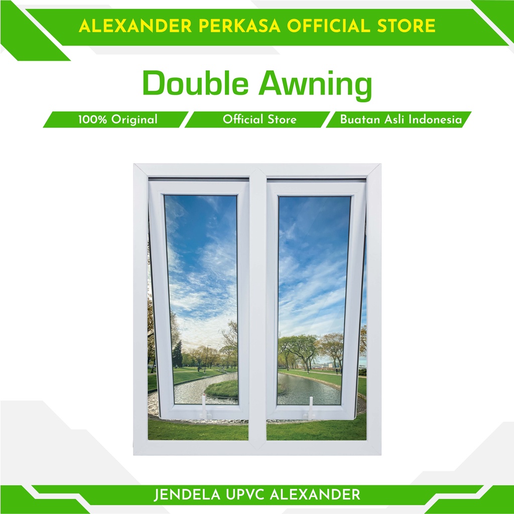 UPVC ALEXANDER WINDOW JENDELA UPVC DOUBLE AWNING 100X120 CM