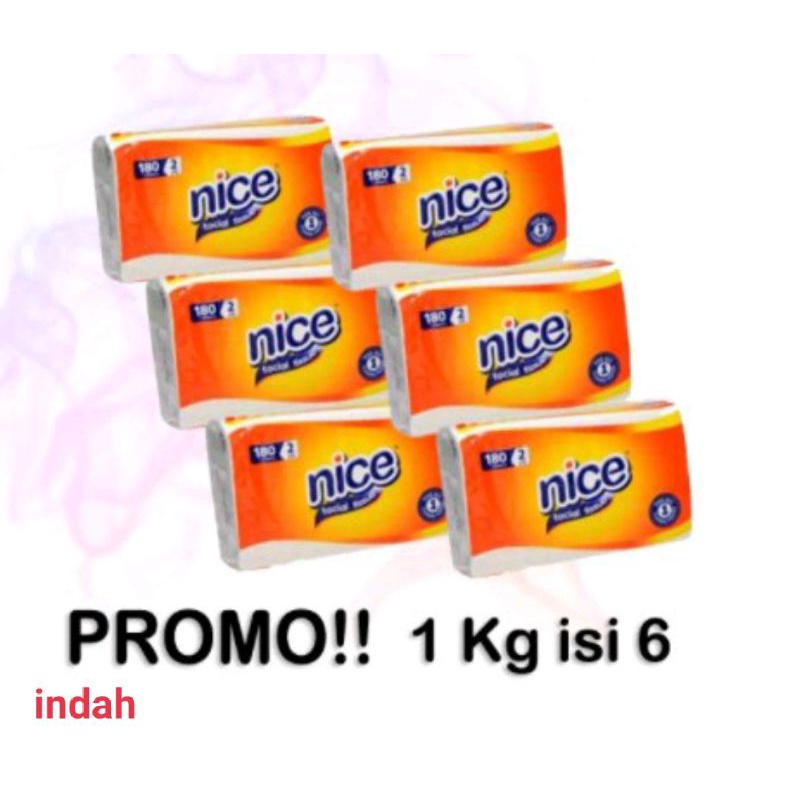 Paket Tissue nice 180 sheets Isi 6 Pcs Murah ( 1kg muat 6 pcs)