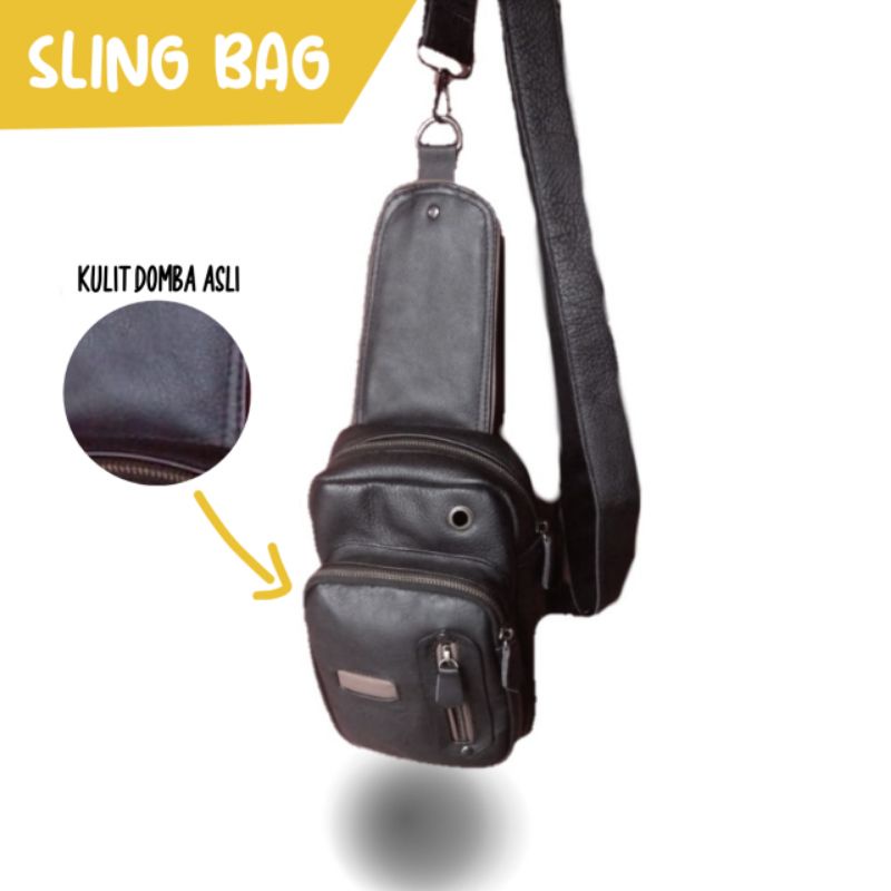 Tas ransel sling bag/slempang kulit asli domba