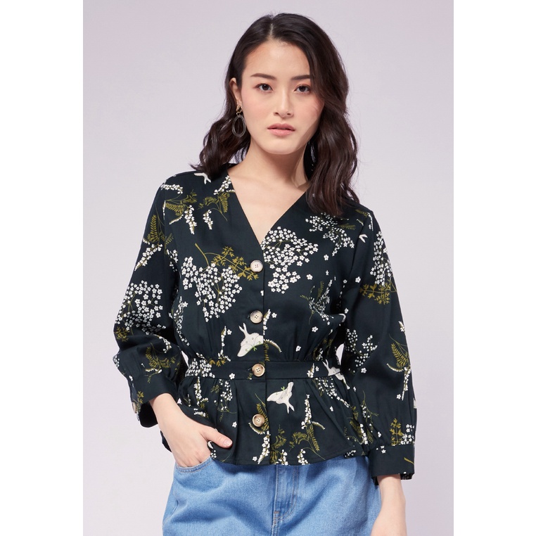 Jual ET CETERA Puff Sleeve Blouse With Elastic Waist Shopee Indonesia