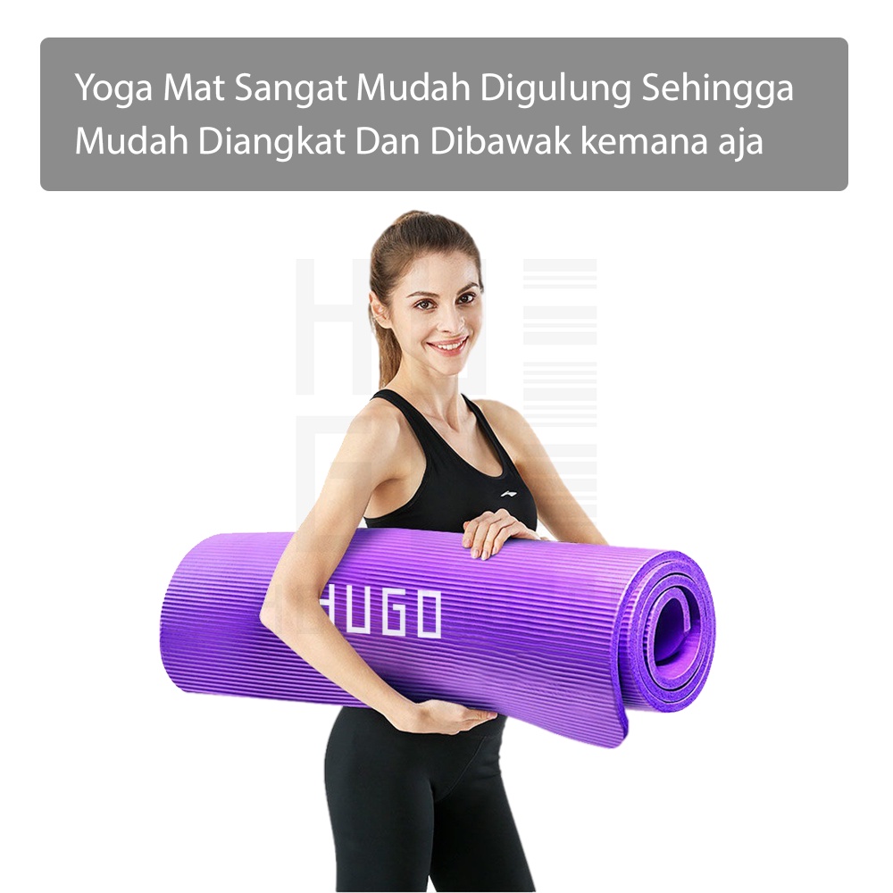 HUGO Matras Yoga Anti Slip NBR Yoga Mat Tebal 8mm Alas Olahraga Karpet Senam Fitness Yoga Gym Karpet Lantai