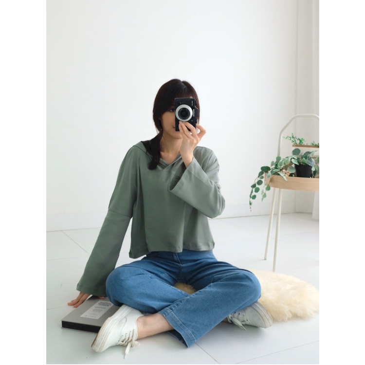 T-0378 Oversized Crop Hoodie