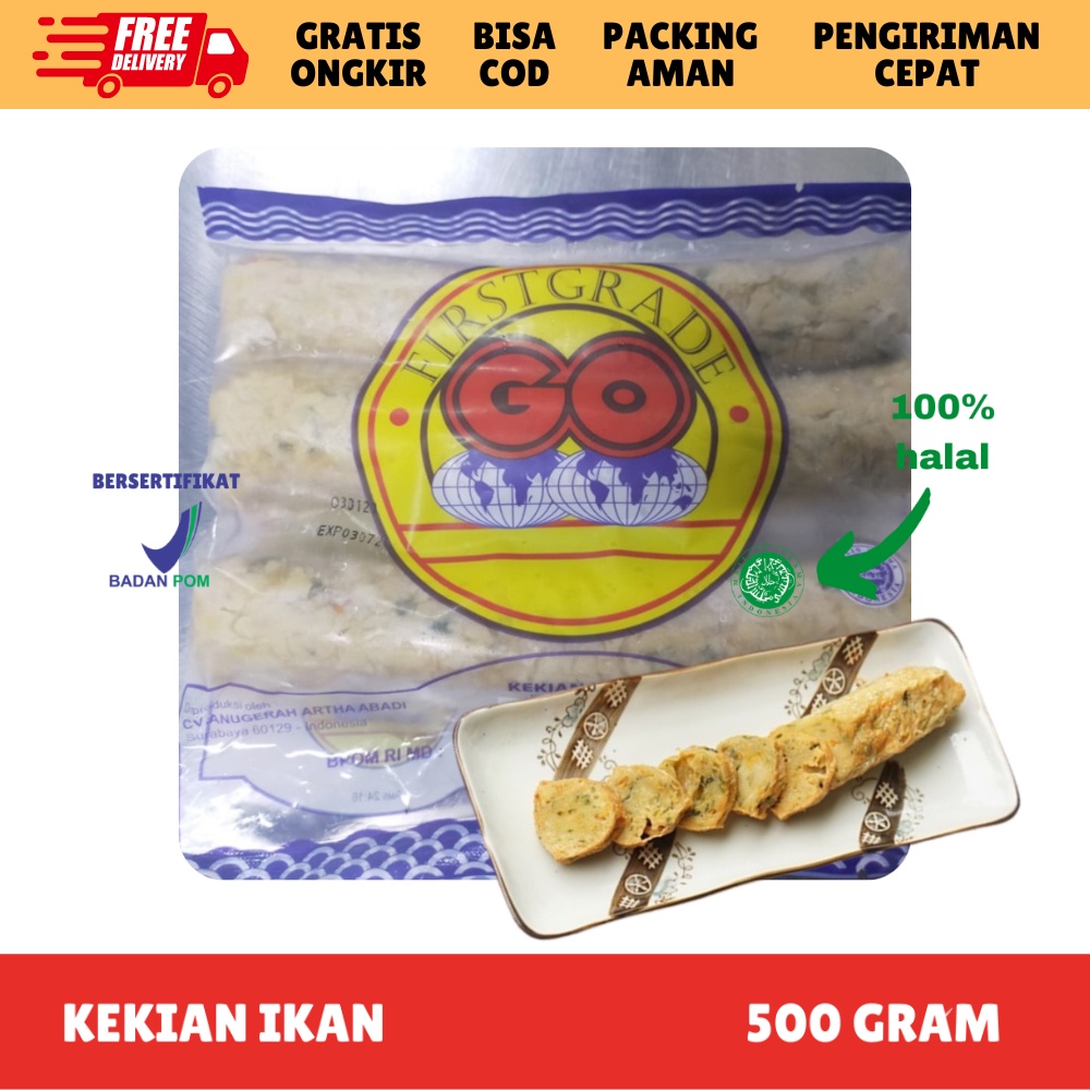 

[FROZEN FOOD GO] KEKIAN IKAN ISI 3 LONJOR (500GR) FISH CAKE MAKANAN INSTAN SOSIS|BAKSO BPOM HALAL GOHIYONG NGOYONG