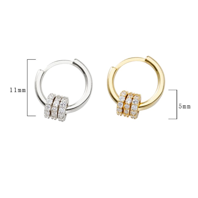 Fancyqube Anting Hoop Sterling Silver 925 Bentuk Bulat Hias Zircon Untuk Wanita