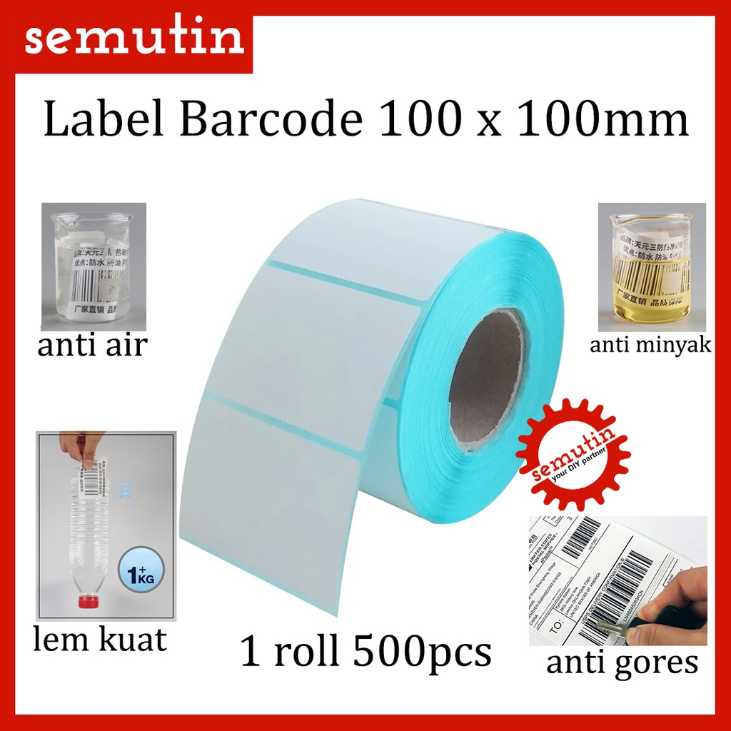 

Kertas Thermal Label Barcode 100 x 100 mm 500pcs / Sticker Termal Printer