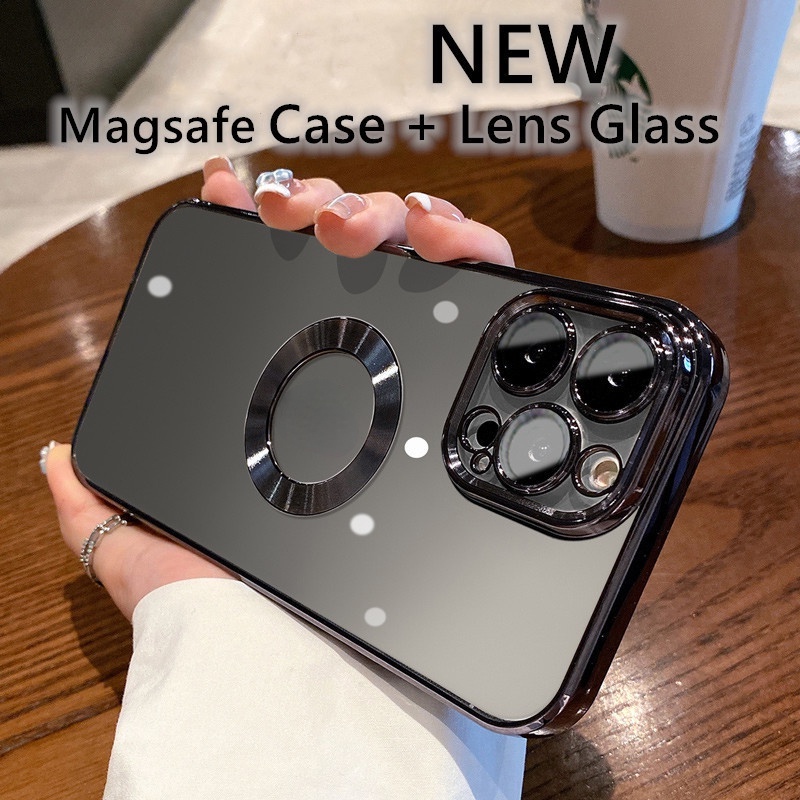 Case Magnetik 6D Plating Dengan Pelindung Lensa Kamera Untuk iphone 11 Pro MAX 12 13 Pro MAX 13