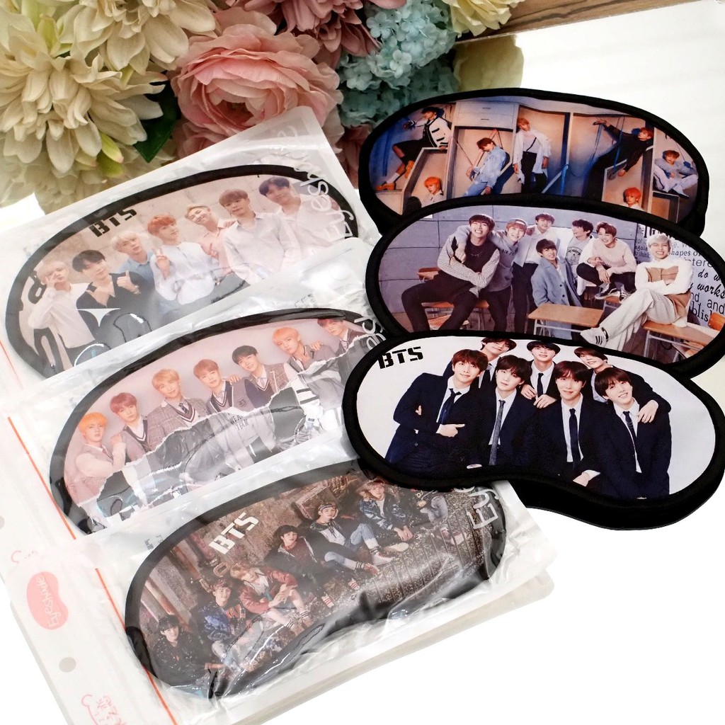 Penutup Mata Tidur Travel BTS BT21 Masker Mata Eyemask Isi Gel Korea Vintage High Quality