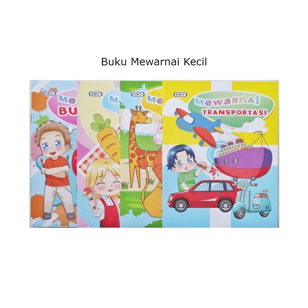 Buku Mewarnai Kecil Kiky motif Buah Sayur Hewan dan transportasi - Satuan