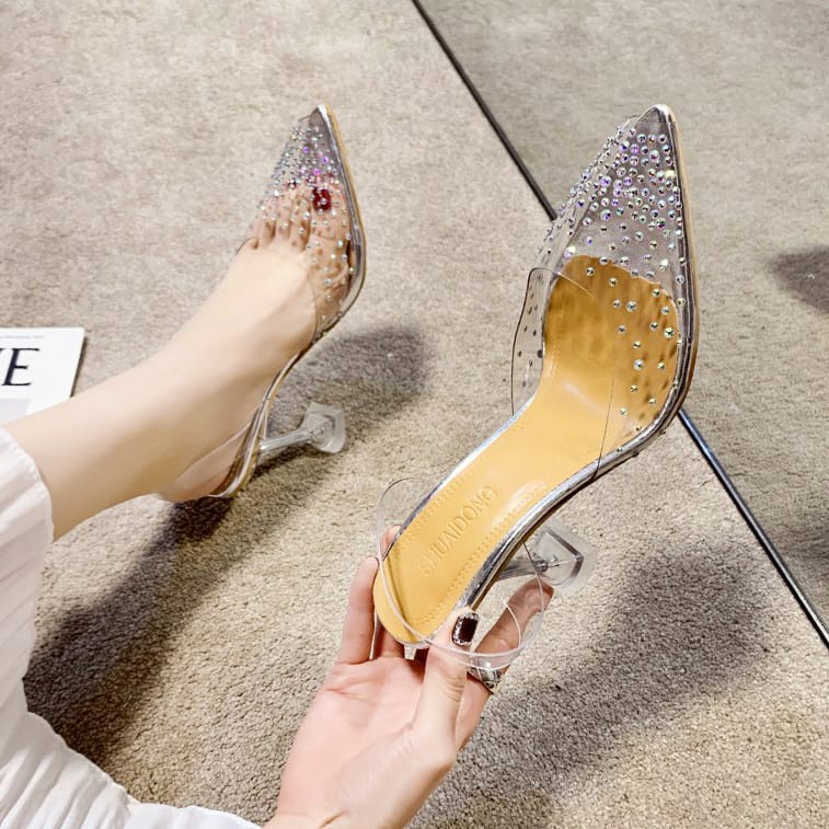 SNOWDROP HEELS TRANSPARANT - Heels Wanita Import Mika