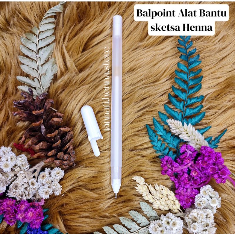 PULPEN ALAT BANTU SKETSA HENNA BALPOINT ALAT SKETSA GARIS HENNA PULPEN PUTIH WHITE ART CRAFT PIGMENT PULPEN JANNATI HENNA STORE PULPEN TOUCH COOL