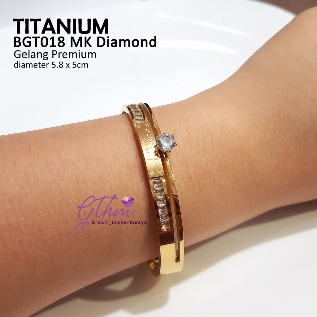 Gelang Titanium Branded Solitaire Anti Karat Perhiasan Import Premium BGT018 GTHM