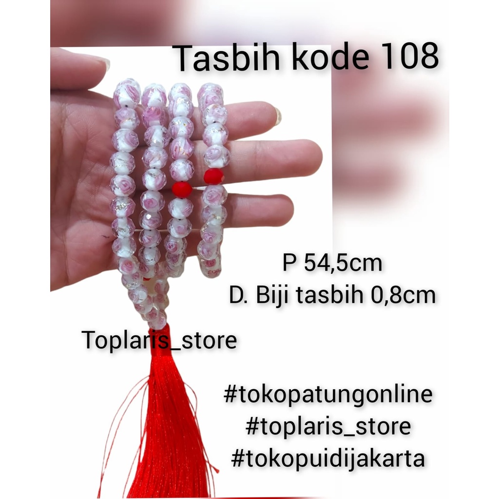 Tasbih Batu Kristal Motif Bunga 108 Butir