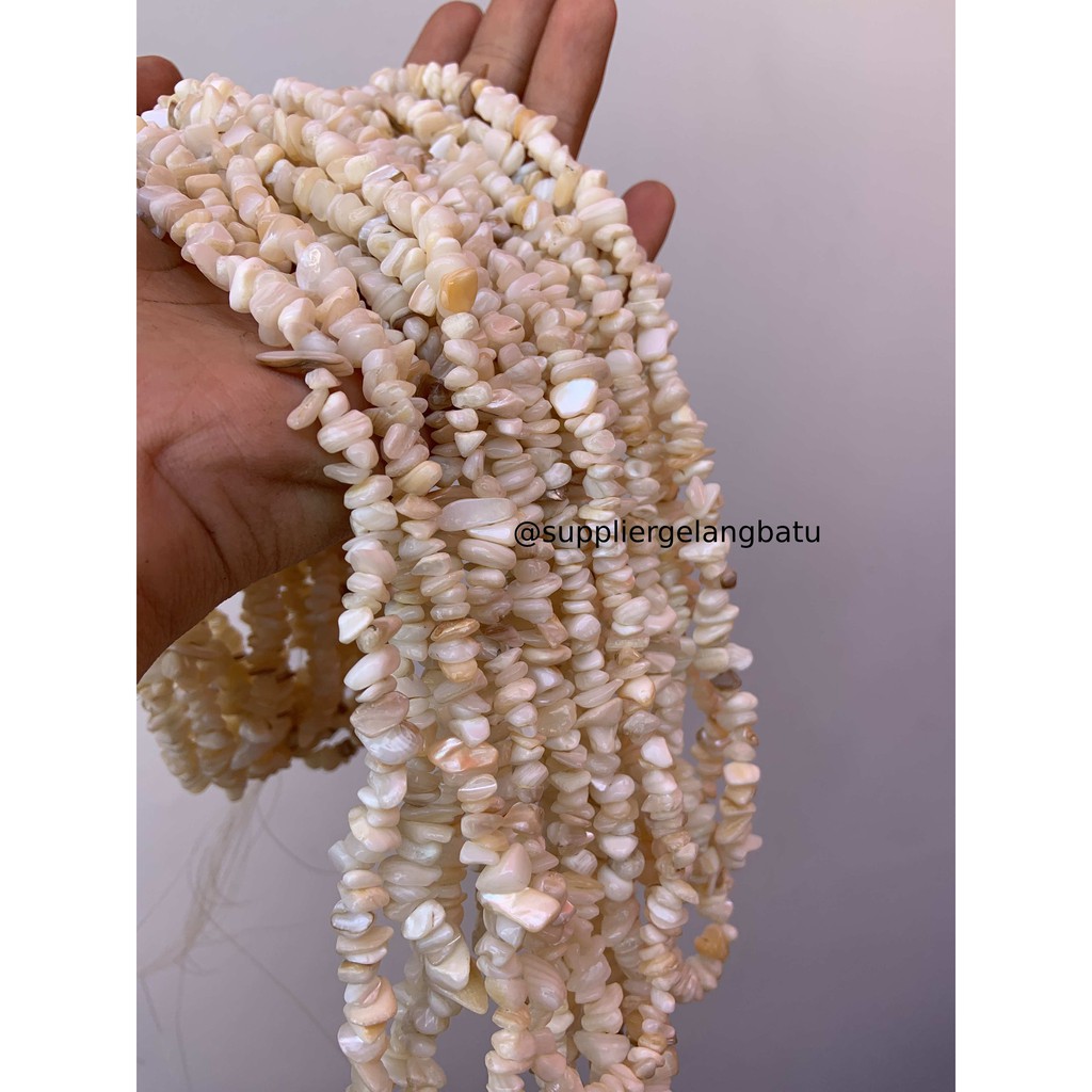 kerikil Batu alam mix white pearl 1cm manik aksesori craft putih gloss