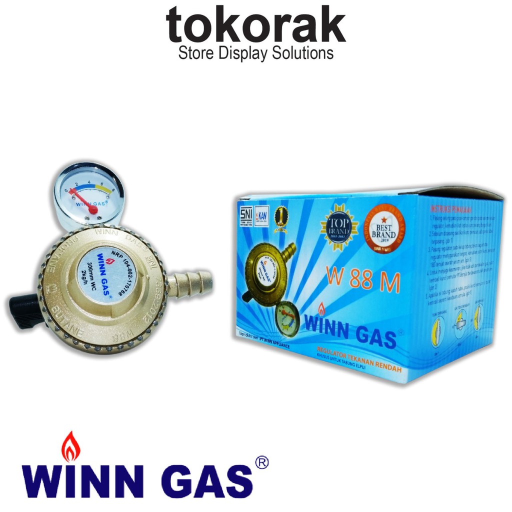 REGULATOR GAS ELPIJI SAFETY W 88 M + METERAN TEKANAN RENDAH WINN GAS