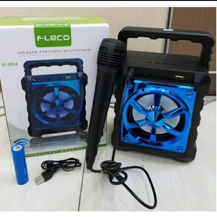 speaker bluetooth portable fleco f-1914 free mic dan suara kencang