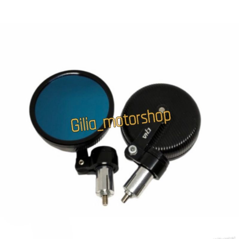 Spion Jalu Bar End Model Puig Full CNC Mirror Blue Spion Jalu Stang Bulat  Universal Motor