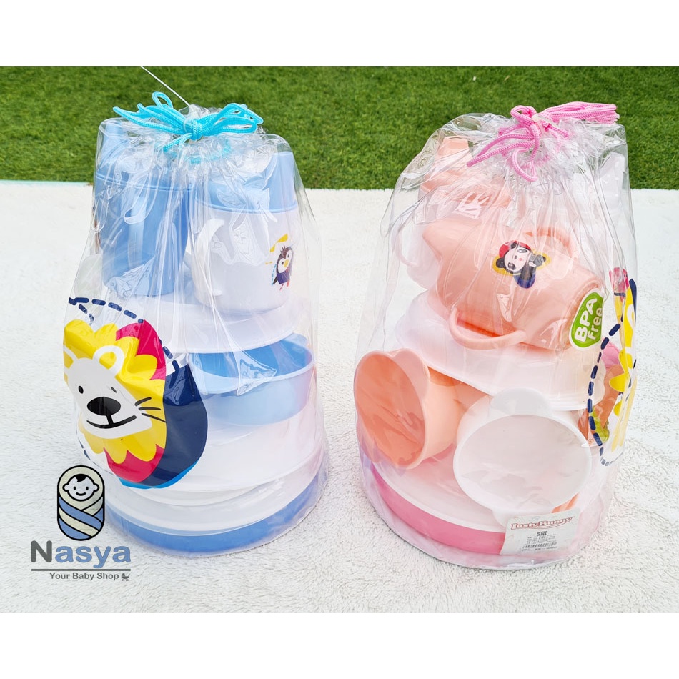 [R-059] Feeding Set Lusty Bunny- tempat makan bayi BPA free