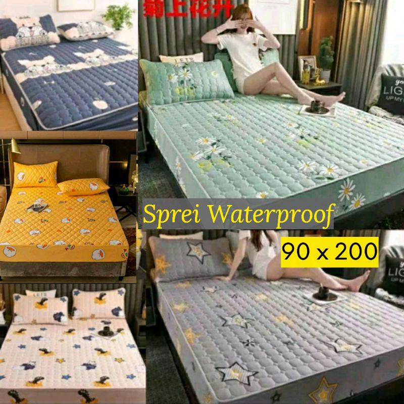Sprei Sultan Waterproof anti ompol anti tahan air size 90x200 Seprei Adem full Karet ukuran 120x200-2