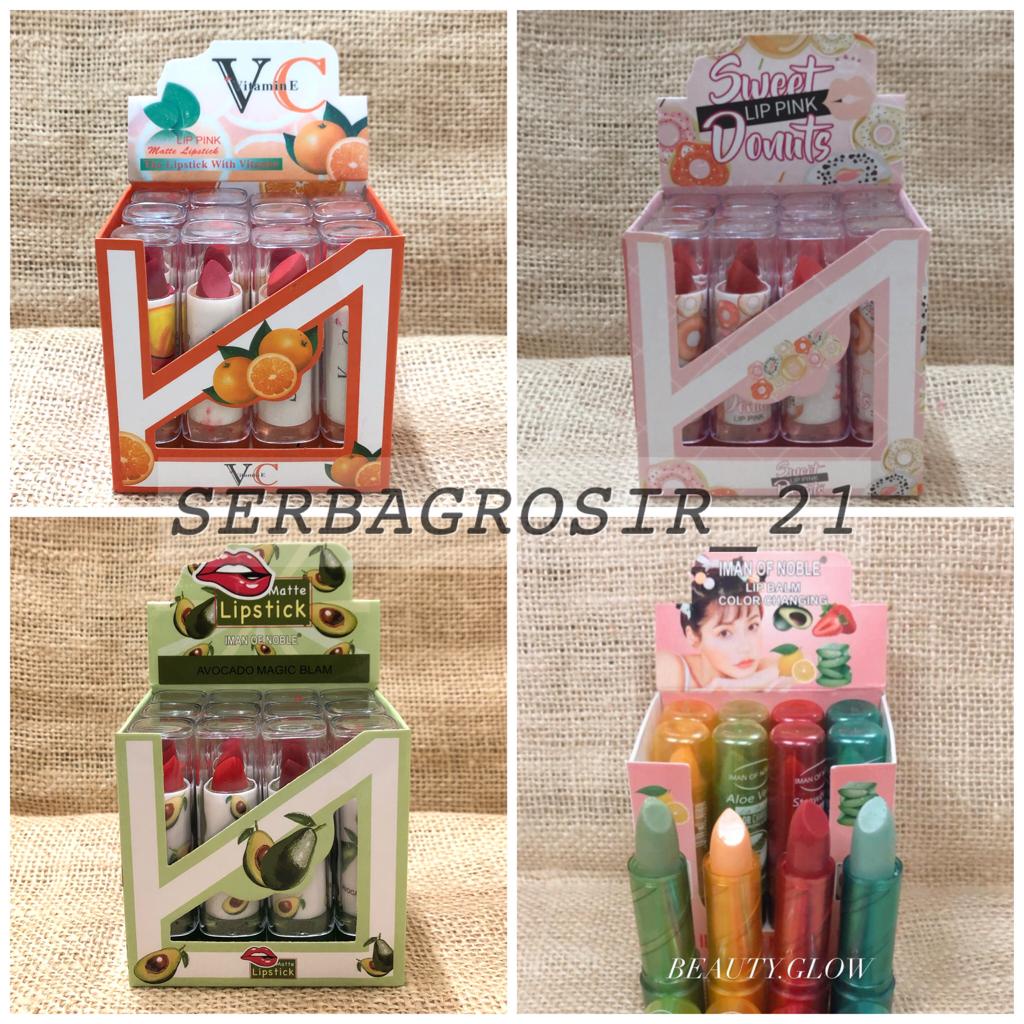 [12PCS] LIPSTIK MURAH VIT C / DONUTS / AVOCADO IMAN OF NOBLE