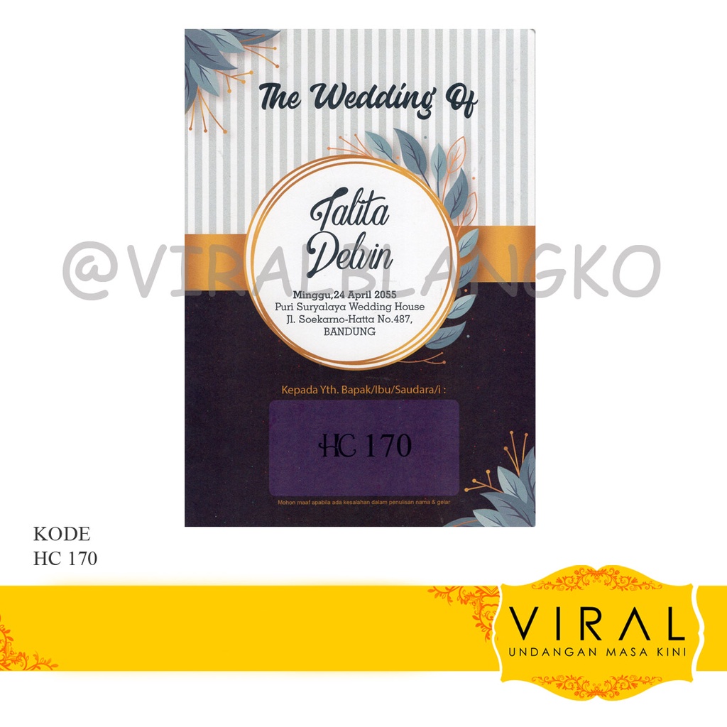 Blangko Undangan Pernikahan HC 170 Harga Murah