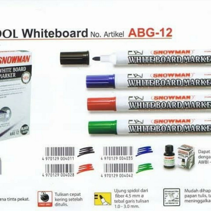 

Jual Spidol Whiteboard Abg-12 Snowman Terbatas