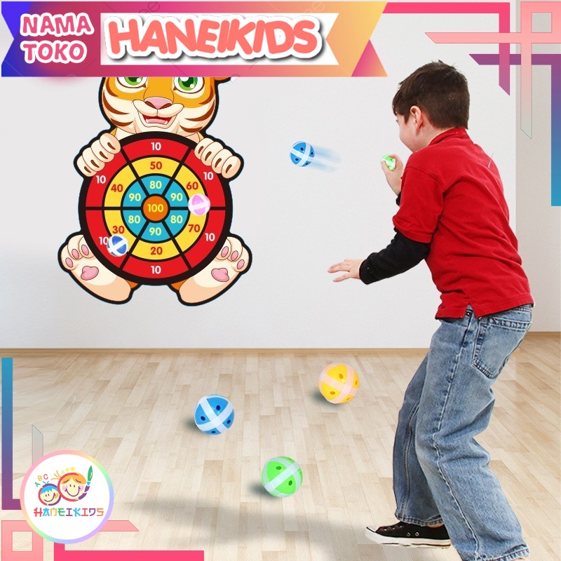 HANEI Mainan Anak Papan Dart Board Game Velcro Latihan Panah Dinding Lempar Bola Lengket