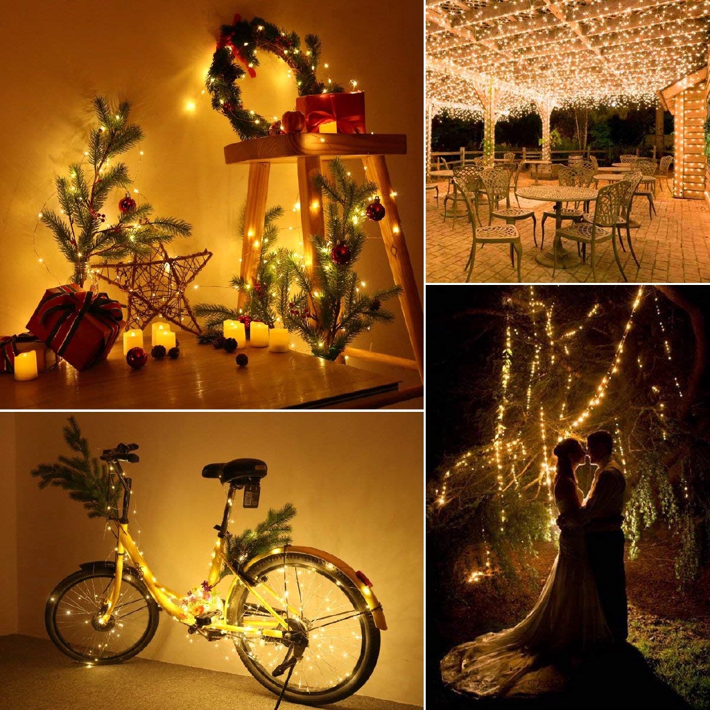 22M 200 LEDs Solar Powered Fairy String Lights   / 8 Modes Copper Wire Lights Waterproof Outdoor String Lights / Solar String Lights /Wedding Party Outdoor decoration light