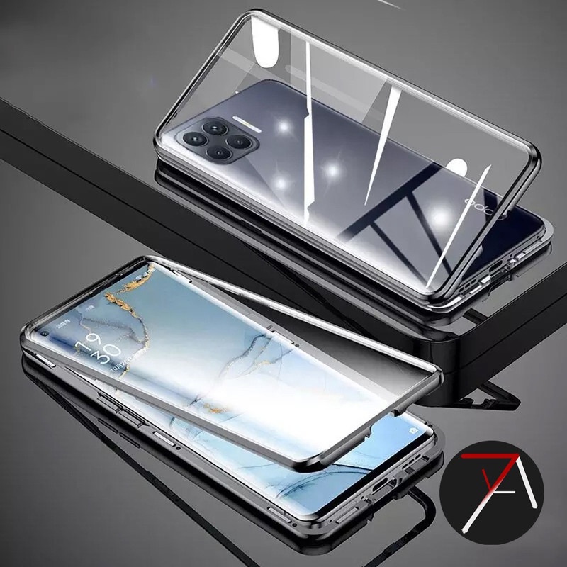 oppo reno 4F double glass magnetic case cover casing depan belakang