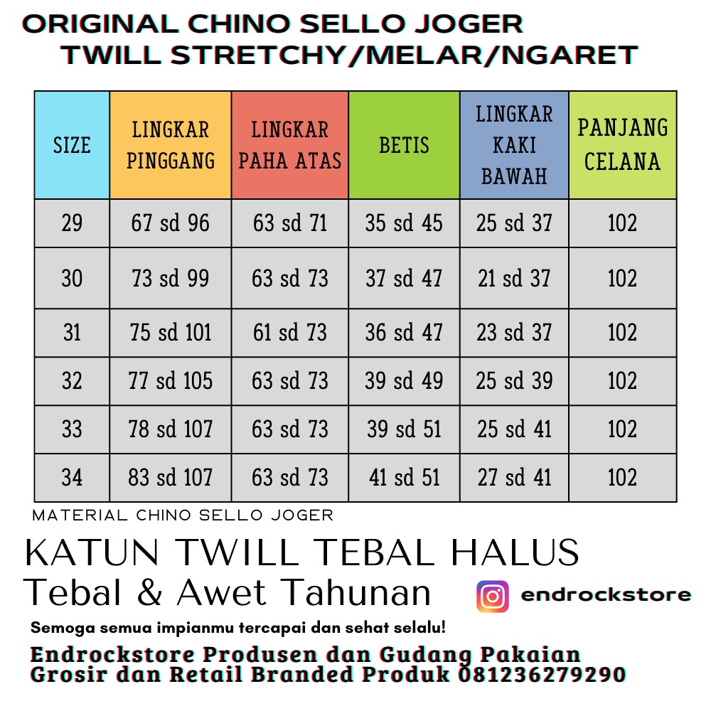 Original celana chino pria bawah kaki joger SELLO 001