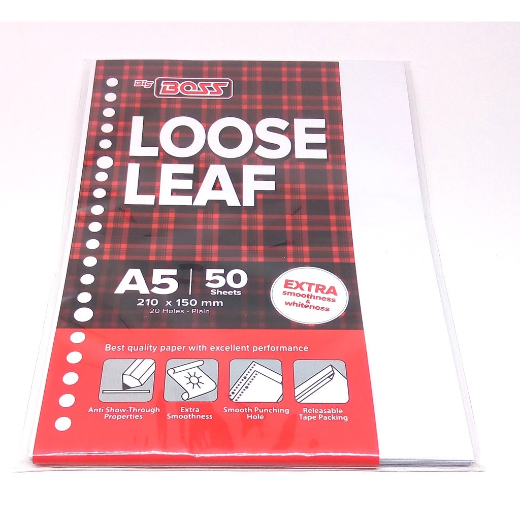 

Kertas Binder Big Boss Loose Leaf Polos Plain A5 50 Lembar
