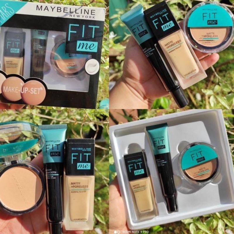 Paket Fit Me Mars Set 3 In 1 - Paket Make Up Lengkap - Make Up 3 in 1 - Foundation + Primer + Bedak