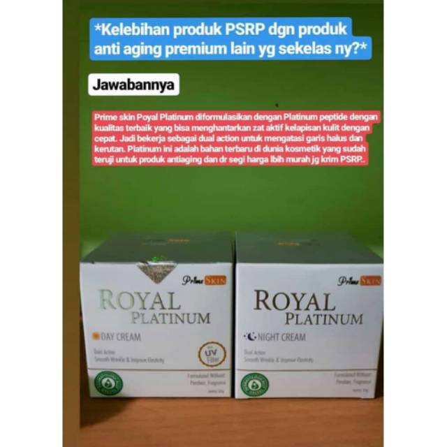 Cream siang malam anti aging. Primeskin royal platinum hwi