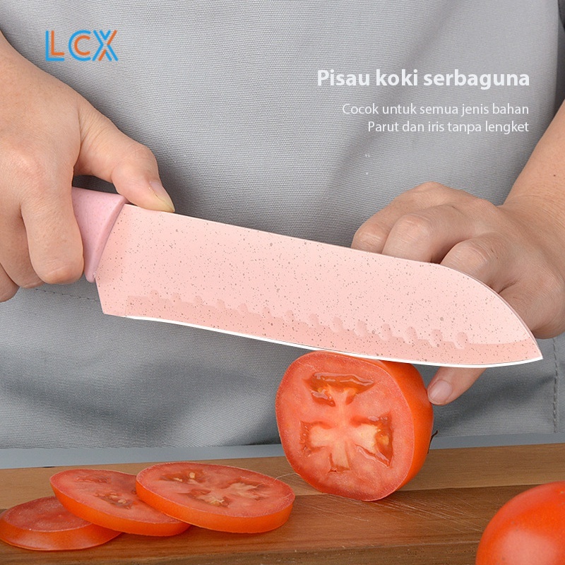 LCX Pisau Set Stainless dilapis anti lengket 1 Set isi 6 termurah Peralatan Pisau Set Pisau Sayur VS