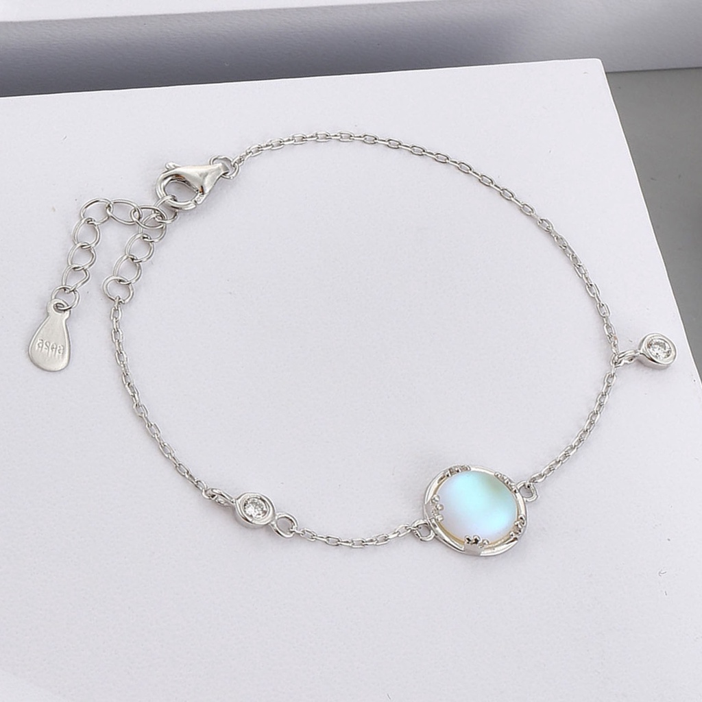 Hu Hu Hu Hu Hu Alat Bantu Pasang Kacamata♡ Silverhoo Gelang Tangan Rantai Adjustable Hias Batu Zircon Kubik Biru + Kait Lobster Untuk Wanita