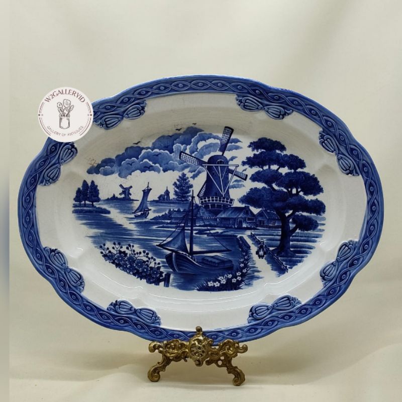 Vintage oval plate Ocean Sakakibara/oval plate ceramic/piring saji keramik/piring keramik oval